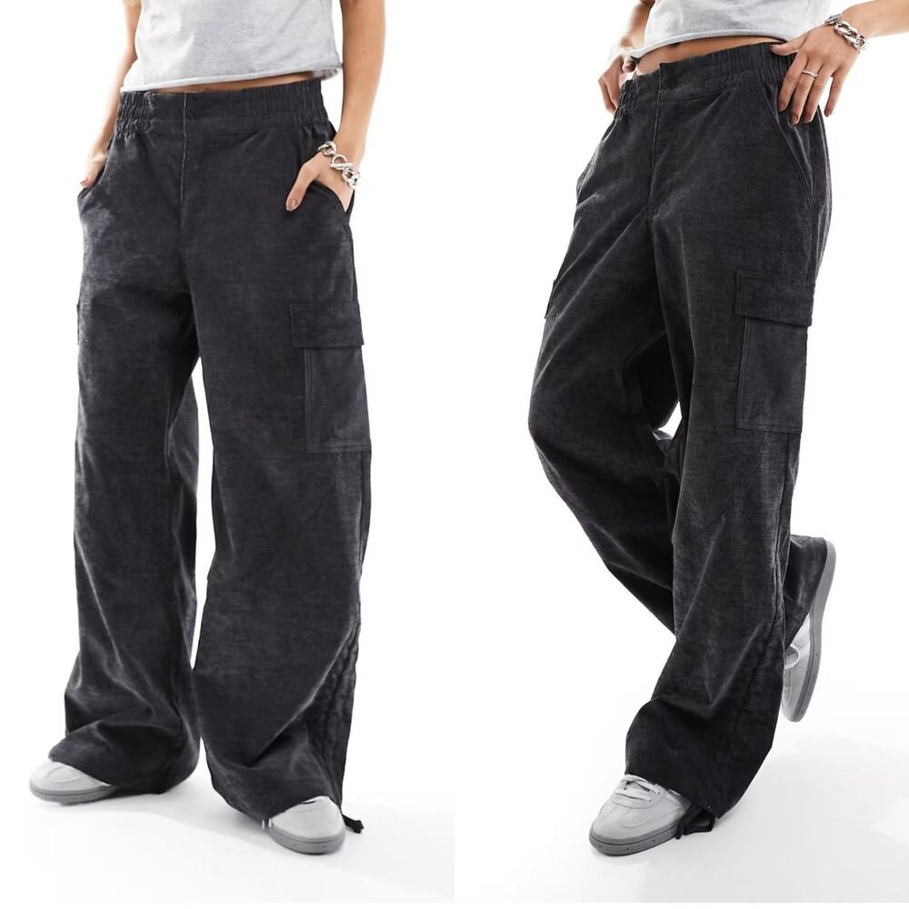Jordan Chicago Velvet Corduroy Cargo Wide Leg Loose Fit Pants Ankle Ties